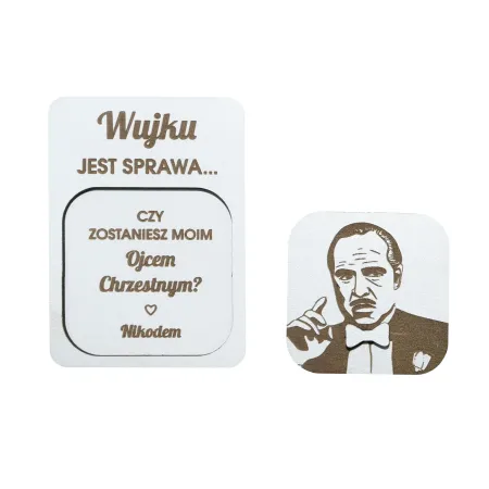 Piękna prośba o zostanie rodzicem chrzestnym magnes zestaw 2 sztuki w kopercie kraftowej
