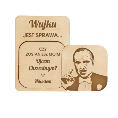Piękna prośba o zostanie ojcem chrzestnym magnes w kopercie kraftowej