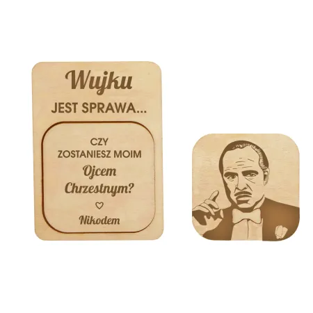 Piękna prośba o zostanie ojcem chrzestnym magnes w kopercie kraftowej