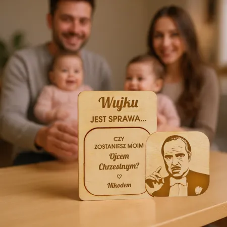 Piękna prośba o zostanie ojcem chrzestnym magnes w kopercie kraftowej