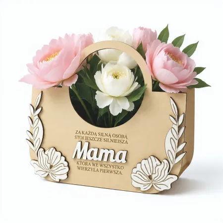 Prezent na Dzień Mamy wyjątkowa personalizowana torebka flowerbox na słodycze na kwiaty gotowy prezent