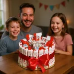 Tort KINDER ze Słodyczy Cukierków Prezent Upominek Zestaw Słodyczy Box na Dzień Ojca taty