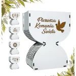 Biały kielich na komunie flowerbox na słodycze kwiaty grawerowany gotowy