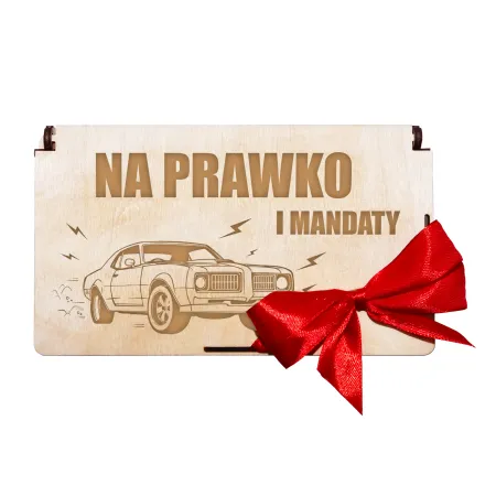 Drewniane Pudełko na pieniądze prezent z okazji zdania Prawo jazdy