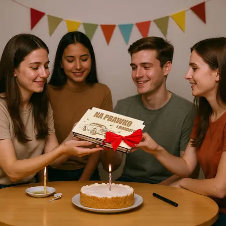 Drewniane Pudełko na pieniądze prezent z okazji zdania Prawo jazdy