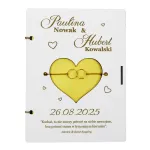 Wyjątkowy prezent na ślub drewniana kartka z kopertą dla pary młodej personalizowana