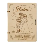 Wyjątkowy prezent na ślub drewniana kartka z kopertą dla pary młodej personalizowana