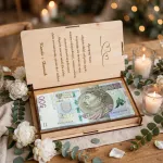 Drewniane pudełko na pieniądze na ślub prezent pamiątka wesele personalizowany grawer