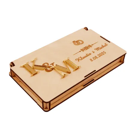 Drewniane pudełko na pieniądze na ślub prezent pamiątka wesele personalizowany grawer