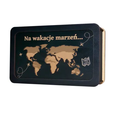 Czarna Skarbonka Wykreślana Na Wakacje marzeń - wielokrotnego użytku Wyzwanie Oszczędzanie