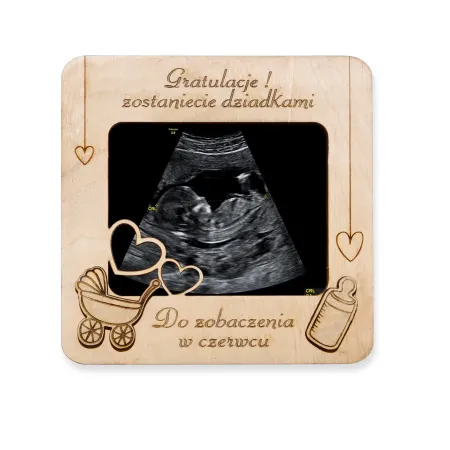 Piękna drewniana Ramka na zdjęcie USG zostaniesz babcią ciocią zostaniecie dziadkami