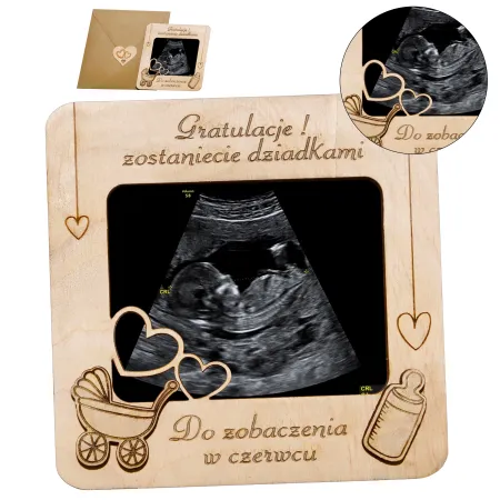 Piękna drewniana Ramka na zdjęcie USG zostaniesz babcią ciocią zostaniecie dziadkami