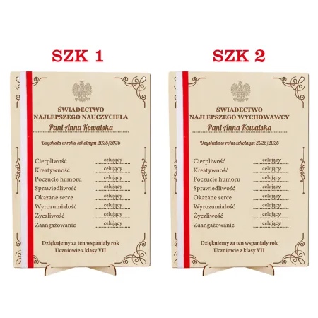 Świadectwo najlepszego wychowawcy prezent na zakończenie roku szkolnego prezent dla Nauczyciela od klasy uczniów