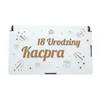 Drewniane Pudełko na pieniądze prezent na urodziny z imieniem solenizanta i dowolnym wiekiem