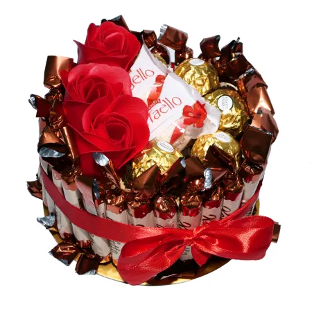 Tort Słodki Prezent Upominek Zestaw Słodyczy Box na Dzień Babci i Dziadka